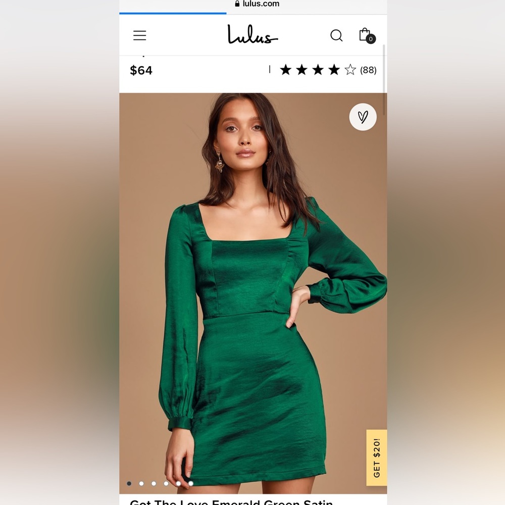 Lulus Emerald green satin dress